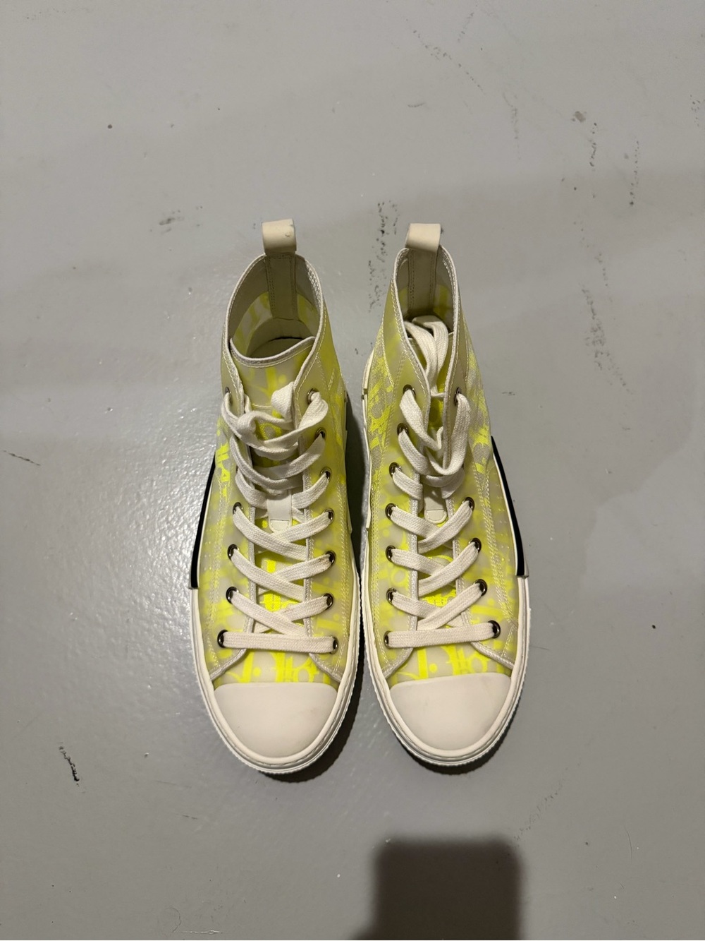 Dior High-Top Lace-Up Sneakers in Neon Yellow